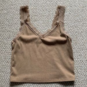 Brown American Eagle Tank Top with lace trim